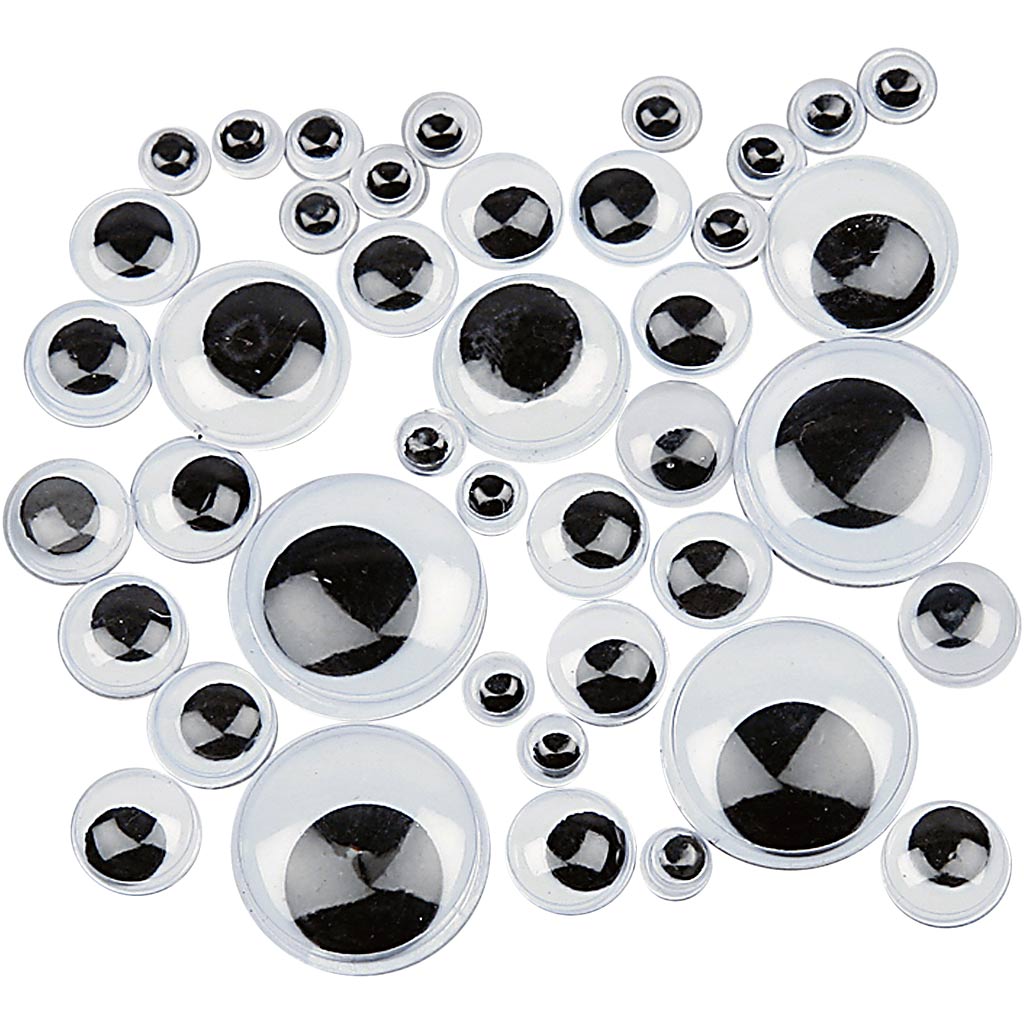 Wiggly Eyes, self-adhesive, dia. 4-20 mm, 1100 asstd.