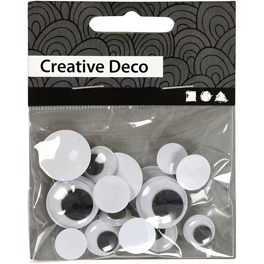 Yeux Mobiles, Non autocollants, d 12+14+20 mm, 18 ass./ 1 Pq. [HOB-50139]