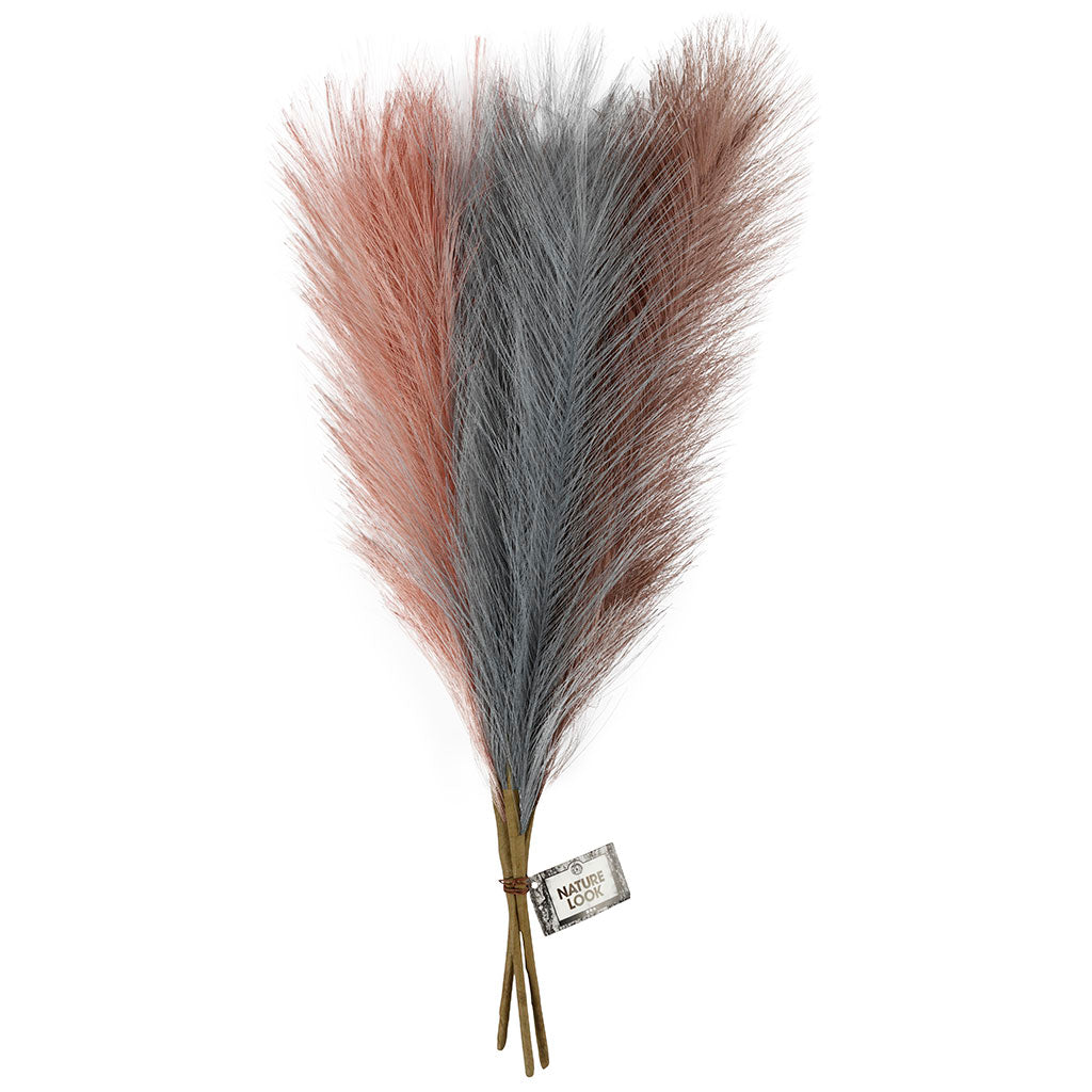 Herbe de la pampa, L : 50 cm, dusty blue, violet givré, rose antique, 3 pièces/ 1 boule [HOB-50206]