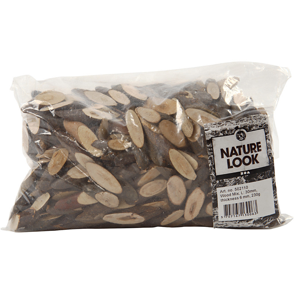 Mélange de bois, L : 30 mm, ép. 6 mm, 230 gr/ 1 Pq. [HOB-502110]
