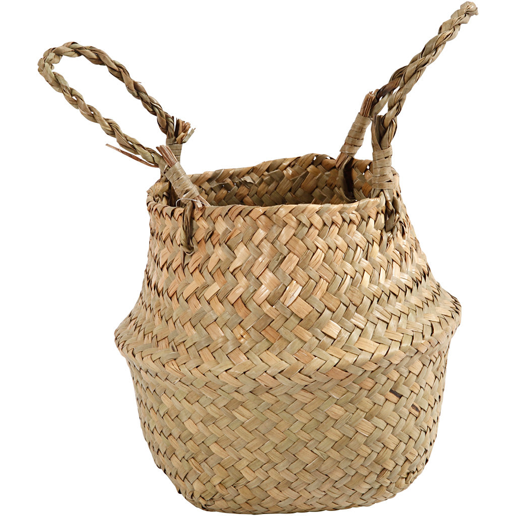 Panier en jonc de mer, H: 11/19 cm, d 20 cm, 1pièce/ 1 pièce [HOB-50304]