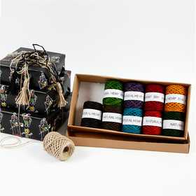 Ficelle de chanvre, ép. 1-2 mm, ass. de couleurs, 10x30 m/ 1 Pq. [HOB-50315]