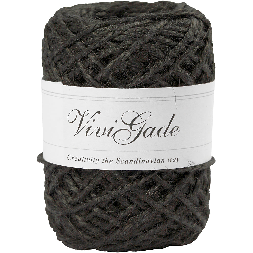 Natural Hemp, thickness 1-2 mm, black, 30 m/ 1 roll