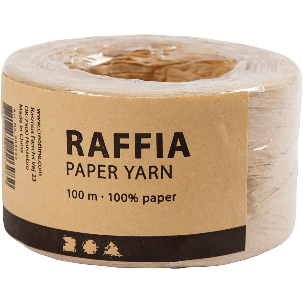 Fil de Raphia, L : 7-8 mm, sable, 100 m/ 1 rouleau [HOB-503293]