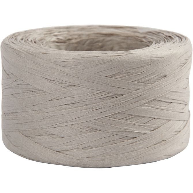 Fil de Raphia, L : 7-8 mm, gris clair, 100 m/ 1 rouleau [HOB-503294]