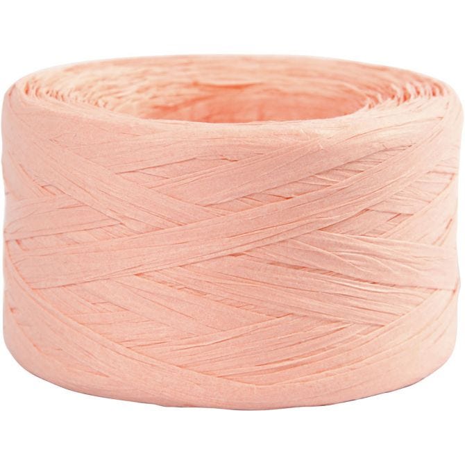 Fil de Raphia, L : 7-8 mm, rose clair, 100 m/ 1 rouleau [HOB-503296]