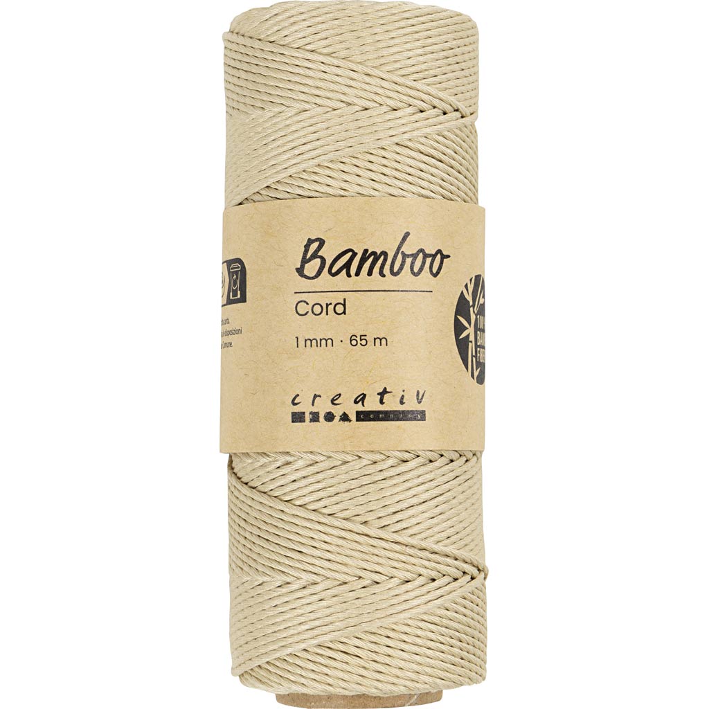 Fil de bambou, ép. 1 mm, blanc cassé, 65 m/ 1 rouleau [HOB-503482]