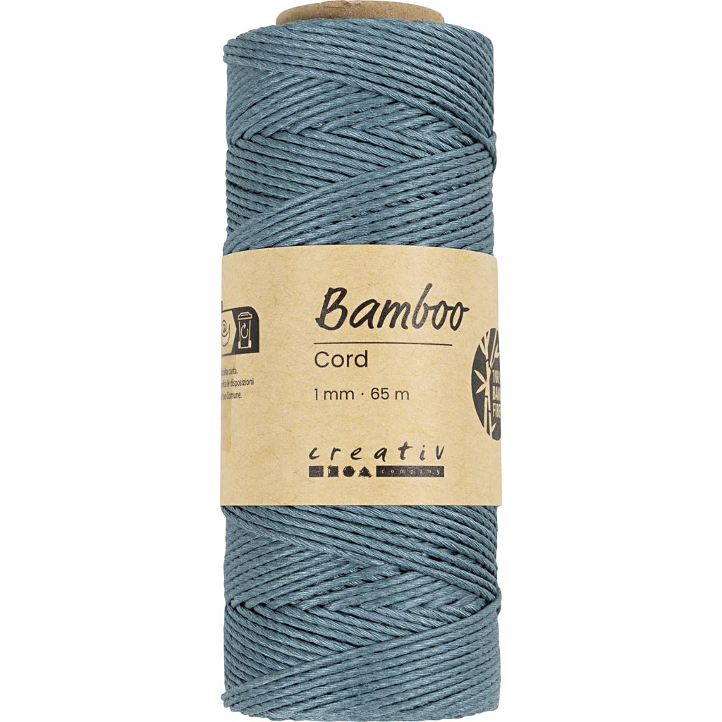 Fil de bambou, ép. 1 mm, dark turquoise, 65 m/ 1 rouleau [HOB-503487]
