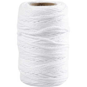 Ficelle de coton, ép. 1,1 mm, blanc, 50 m/ 1 rouleau [HOB-503791]