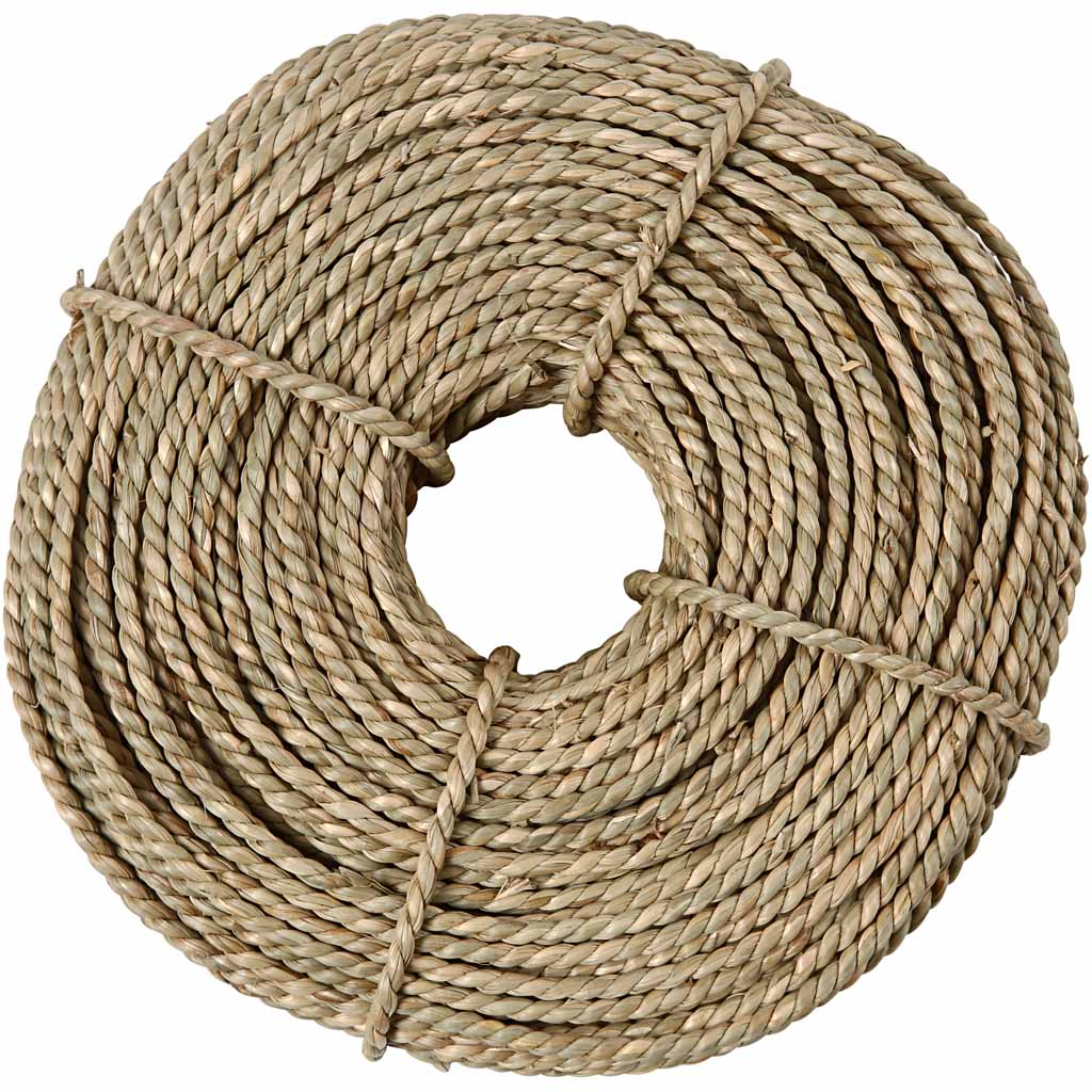 Ficelle de plantes de mer, ép. 2,8-3 mm, ca. 110 m, beige, 500 gr/ 1 boule [HOB-50388]