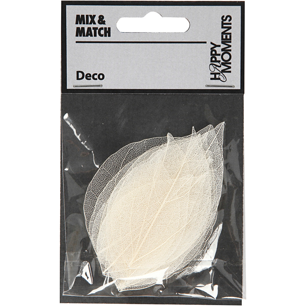 Squelettes de feuilles, L : 6-8 cm, blanc, 20 pièces/ 1 Pq. [HOB-504491]