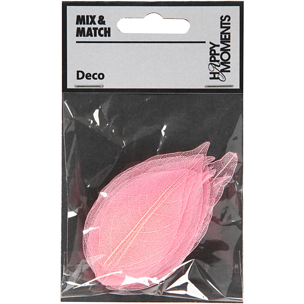 Squelettes de feuilles, L : 6-8 cm, rose clair, 20 pièces/ 1 Pq. [HOB-504496]