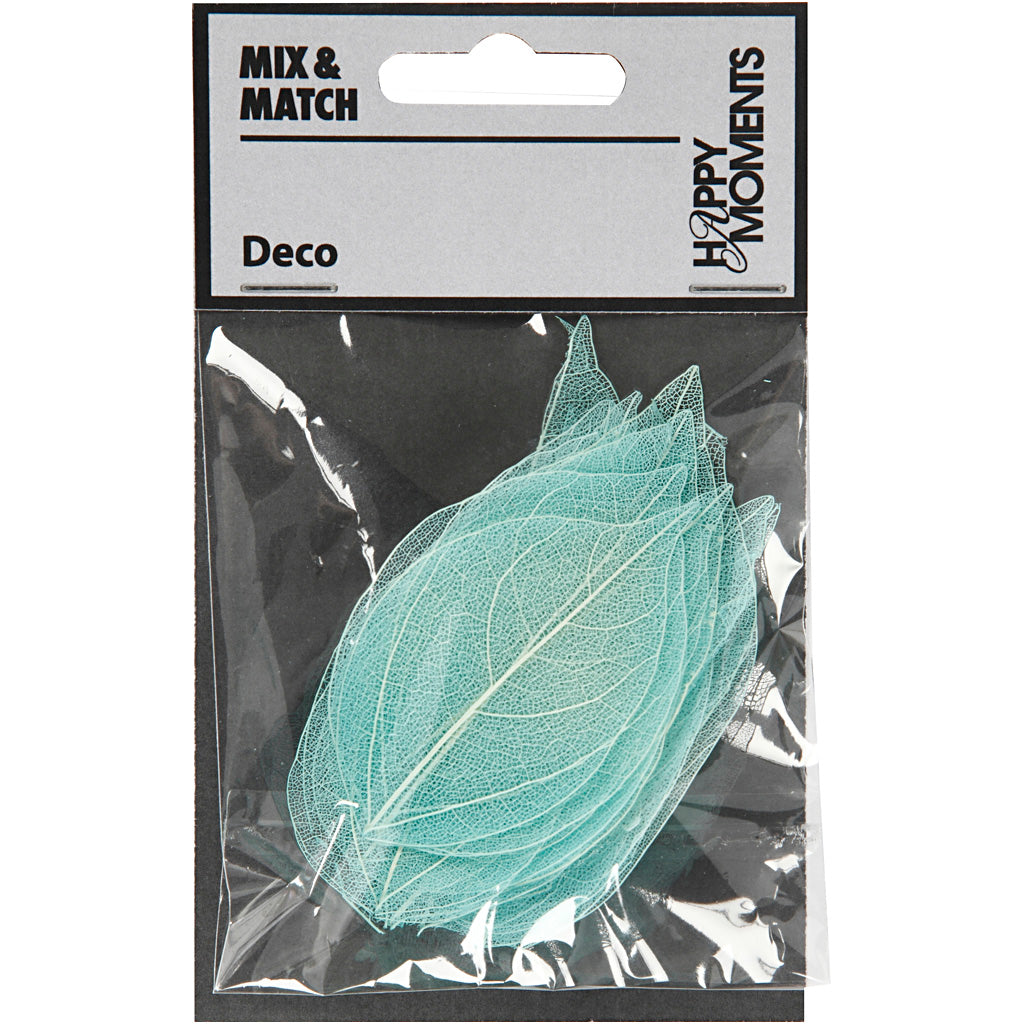 Squelettes de feuilles, L : 6-8 cm, bleu clair, 20 pièces/ 1 Pq. [HOB-504498]