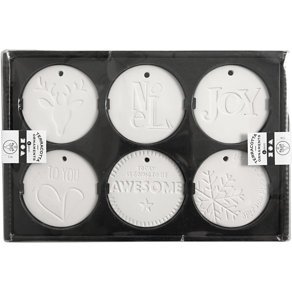 Décorations à suspendre, dim. 7x7 cm, ép. 0,6 cm, blanc, 6 pièces/ 1 Pq. [HOB-504940]