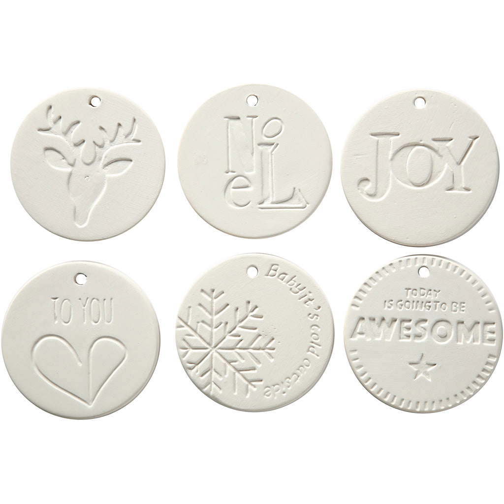 Hanging Ornaments, size 7x7 cm, thickness 0,6 cm, white, 24 pc