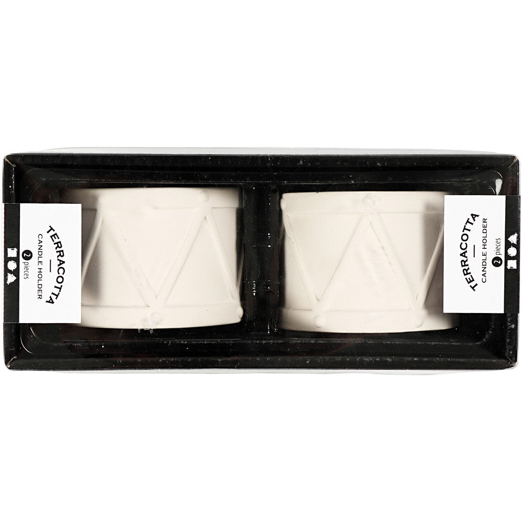 Bougeoir, H : 6,6 cm, d 9,3 cm, diamètre intérieur 2,2+4 cm, blanc, 2 pièces/ 1 Pq. [HOB-50575]