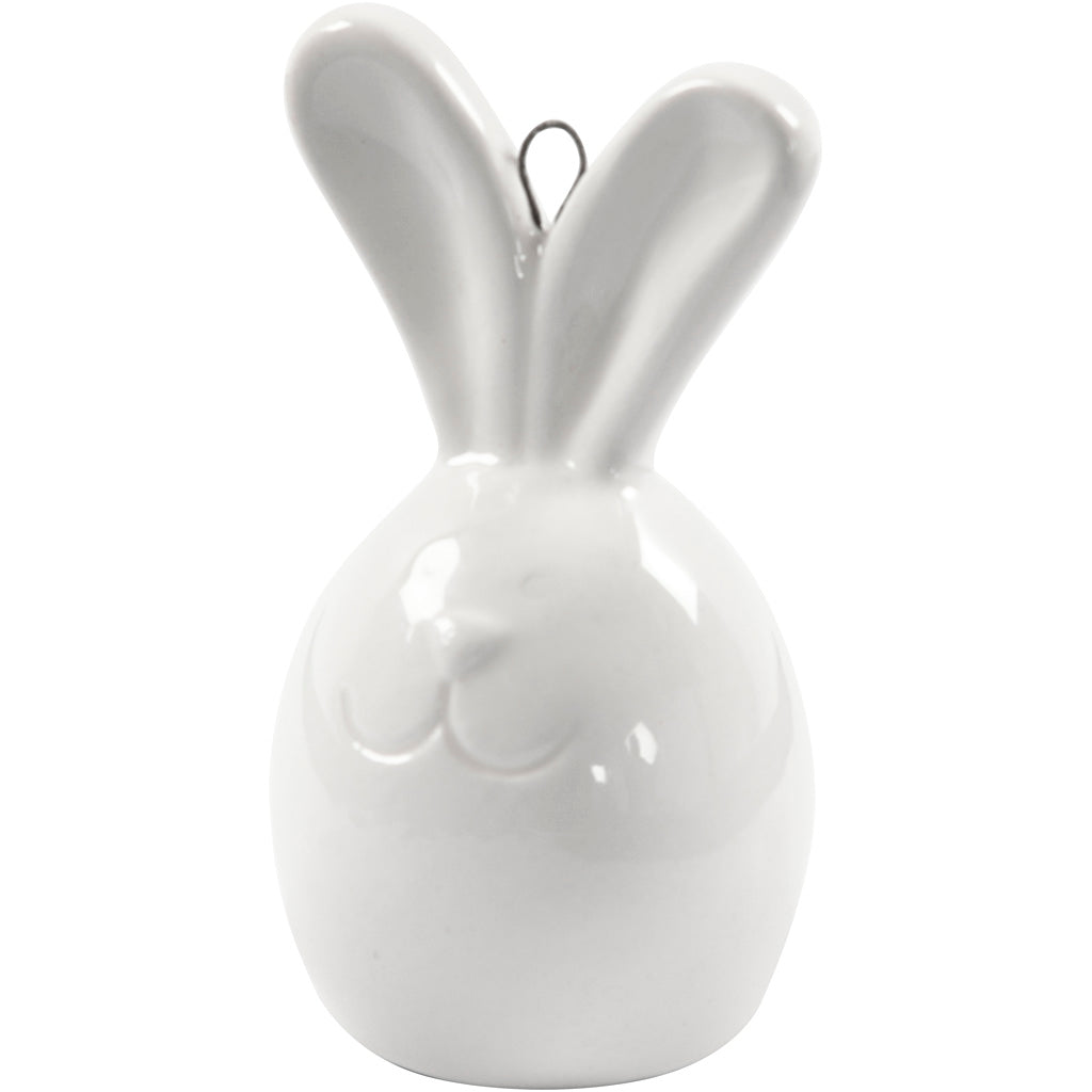 Lapin, H : 6,7 cm, d 3,6 cm, blanc, 3 pièces/ 1 Pq. [HOB-505780]