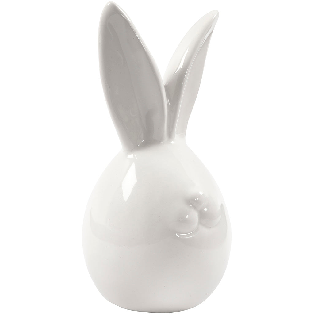 Lapin, H: 11,4 cm, d 5,5 cm, blanc, 12 pièce/ 1 boîte [HOB-50580]
