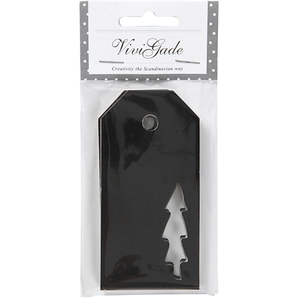 Étiquettes cadeau, dim. 5x10 cm, 300 gr, noir, 15 pièces/ 1 Pq. [HOB-50994]