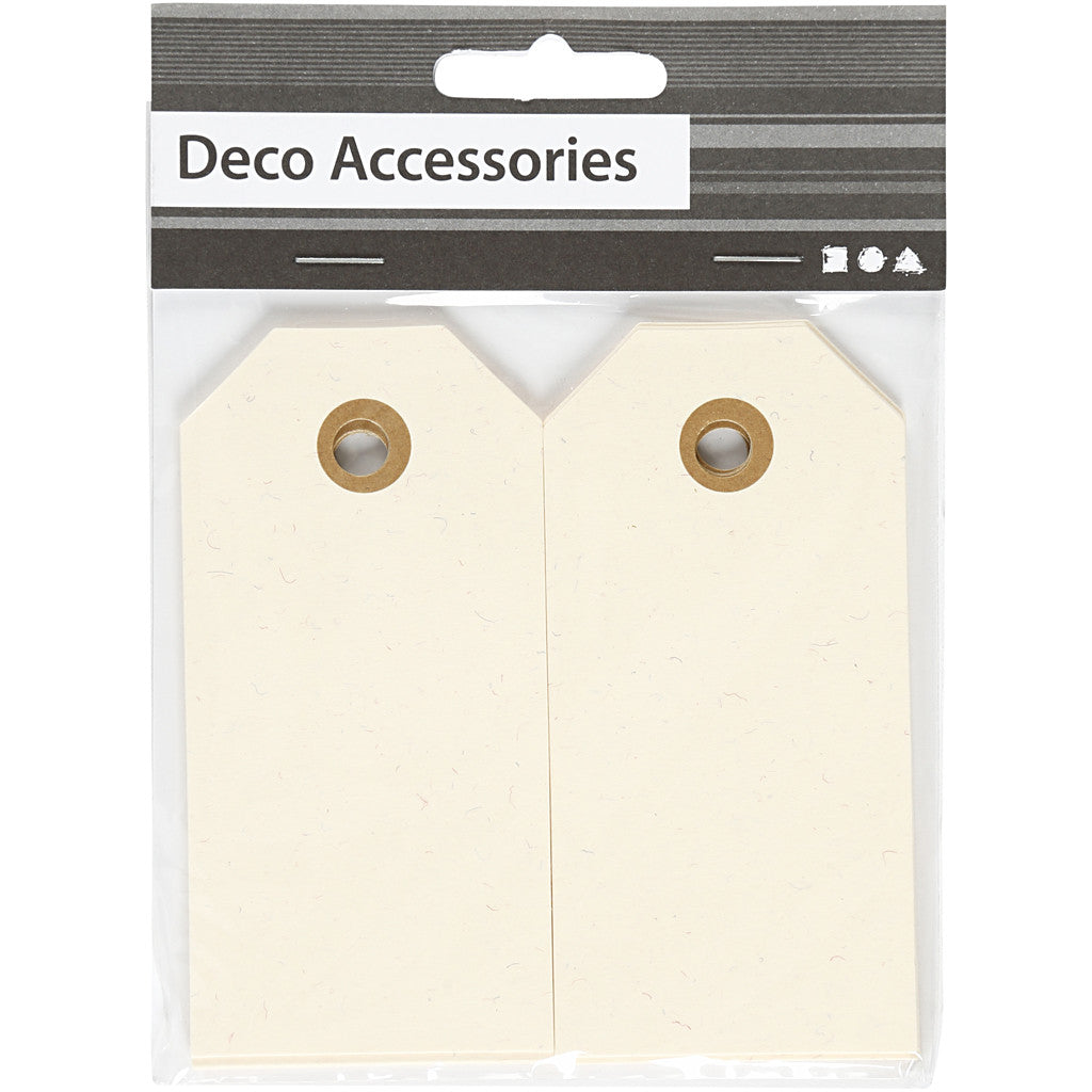 Étiquettes en carton, dim. 5x10 cm, 250 gr, crème, 20 pièces/ 1 Pq. [HOB-510050]