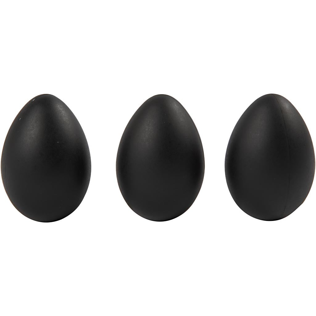 Oeuf en Plastique, H : 6 cm, noir, 12 pièces/ 1 Pq. [HOB-51025]
