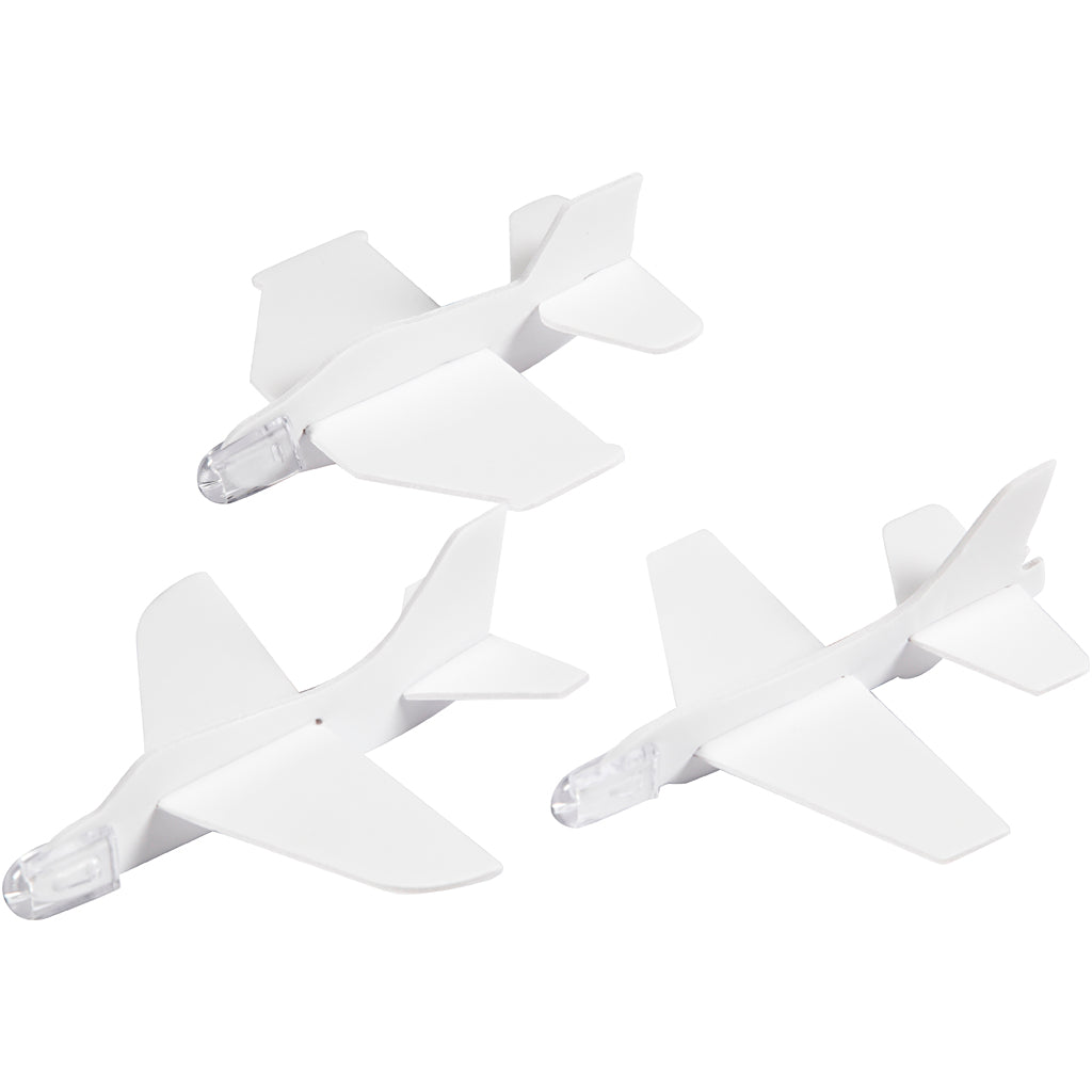 avions, L : 11,5-12,5 cm, L : 11-12 cm, blanc, 3 pièces/ 1 Pq. [HOB-51233]