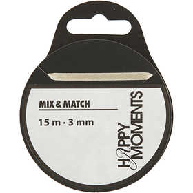 Ruban de satin, L : 3 mm, blanc cassé, 15 m/ 1 rouleau [HOB-513661]