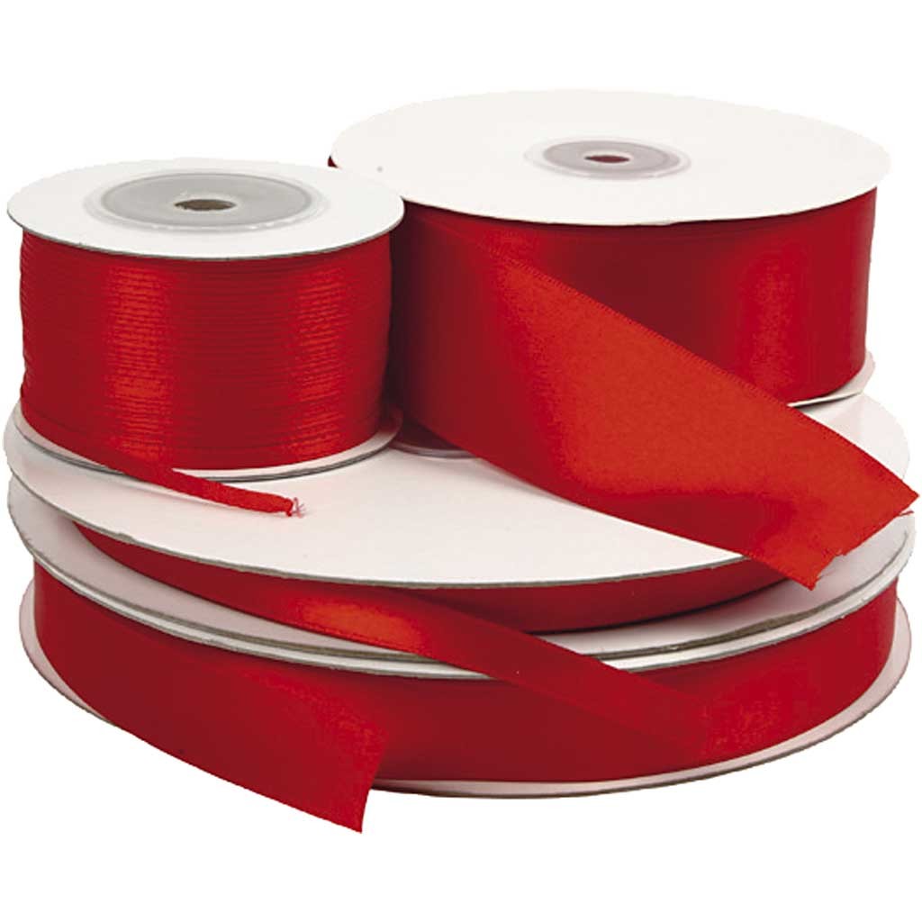 Ruban de satin, L : 3 mm, rouge, 100 m/ 1 rouleau [HOB-51370]