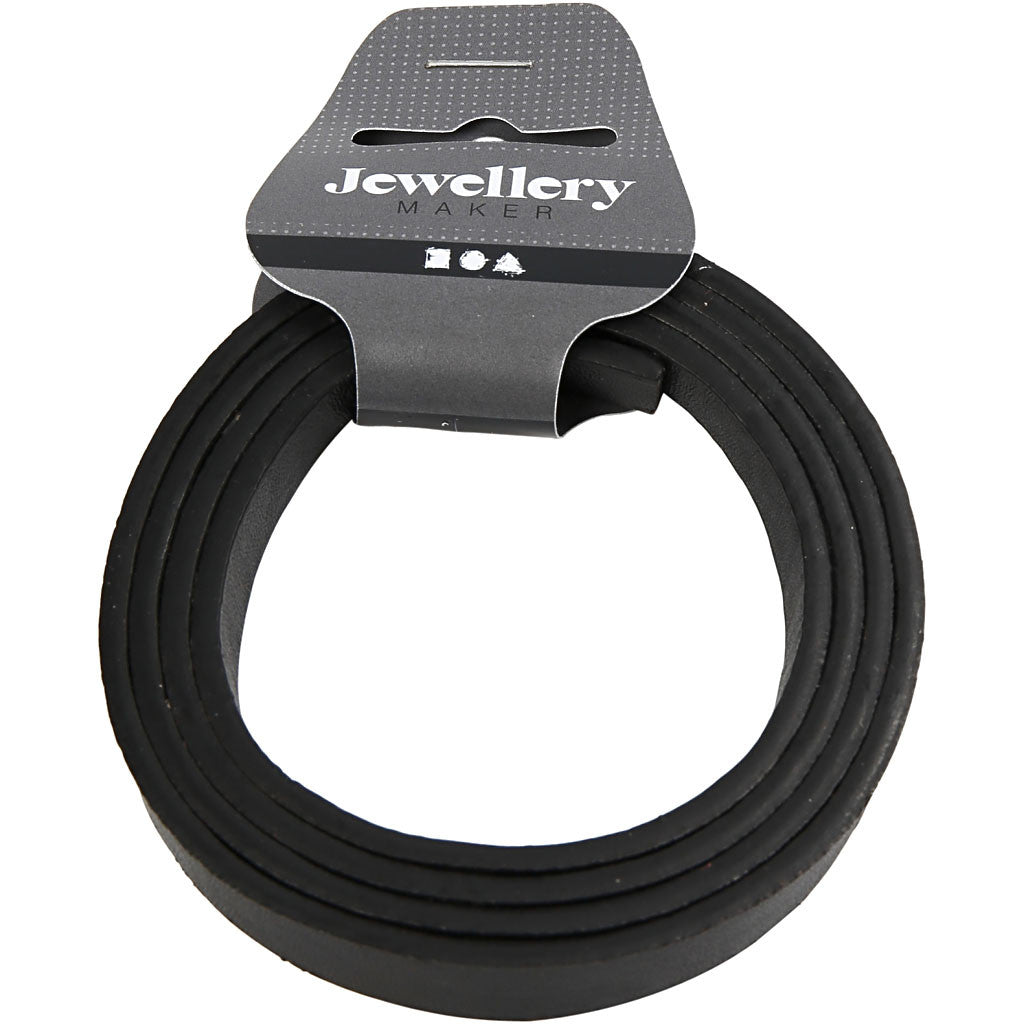 Ceinture Type Cuir, L : 10 mm, ép. 3 mm, noir, 1 m/ 1 Pq. [HOB-51493]