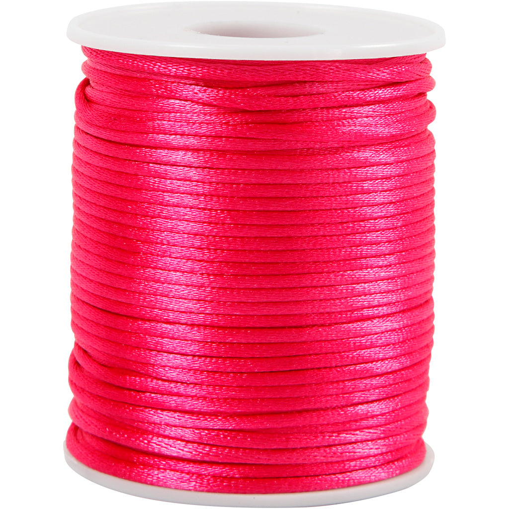 Satin Cord, thickness 2 mm, pink, 50 m/ 1 roll