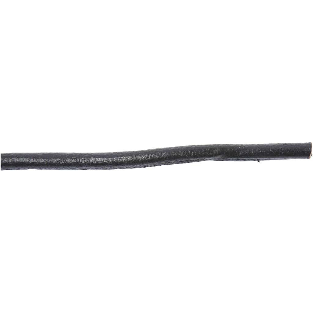 Cordon de cuir, ép. 4 mm, noir, 5 m/ 1 rouleau [HOB-51566]