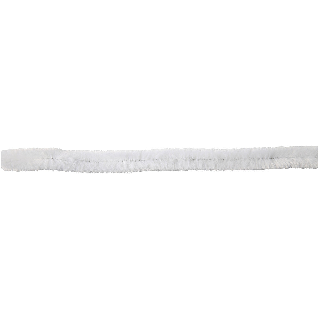 Fil chenille, L : 30 cm, ép. 15 mm, blanc, 15 pièces/ 1 Pq. [HOB-51629]