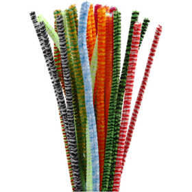 Fil chenille, Assortiment de fils chenille. Petits poils de nylon doux et de qualité fixés, serrés les uns aux autres sur un fil de fer , L : 30 cm, ép. 6 mm, ass. de couleurs, 30 ass./ 1 Pq. [HOB-51632]
