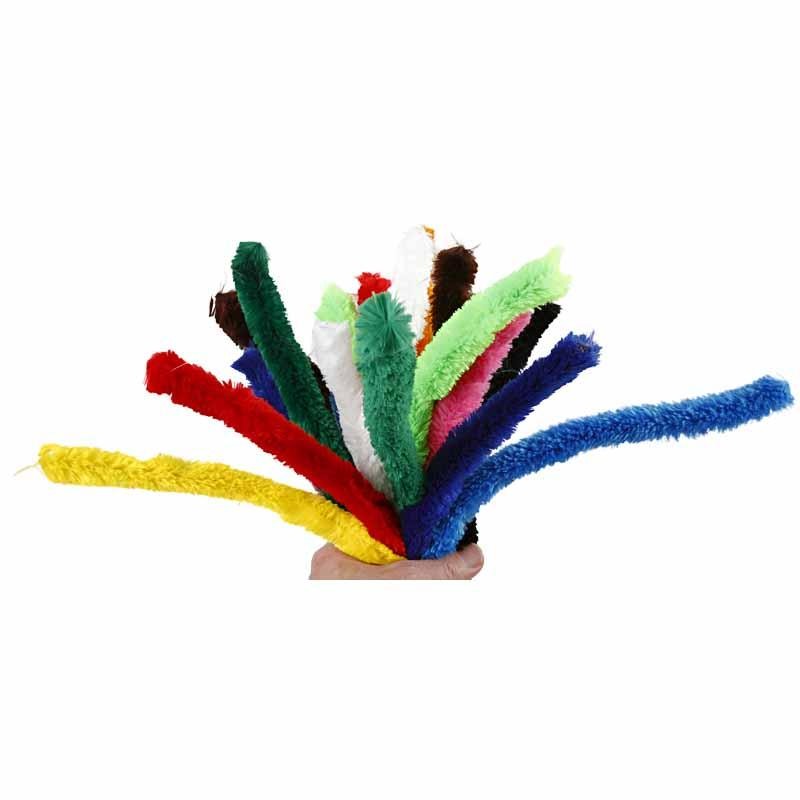 Fil chenille, grands, L : 45 cm, ép. 25 mm, ass. de couleurs, 60 ass./ 1 Pq. [HOB-51643]