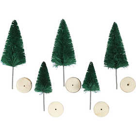 Sapins de Noël, H : 40+60 mm, vert, 5 pièces/ 1 Pq. [HOB-51651]