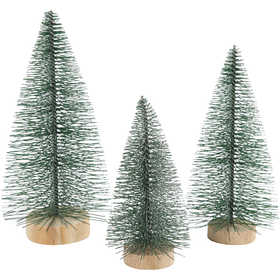 Sapins de Noël, H : 10+13+14 cm, 3 pièces/ 1 Pq. [HOB-51669]
