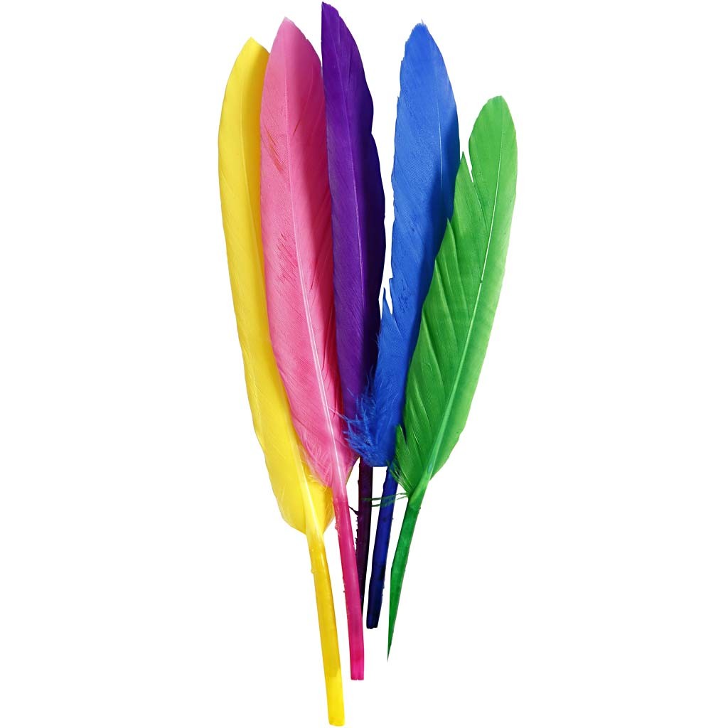 Plumes, L : 13 cm, ass. de couleurs, 48 pièces/ 1 Pq. [HOB-51817]