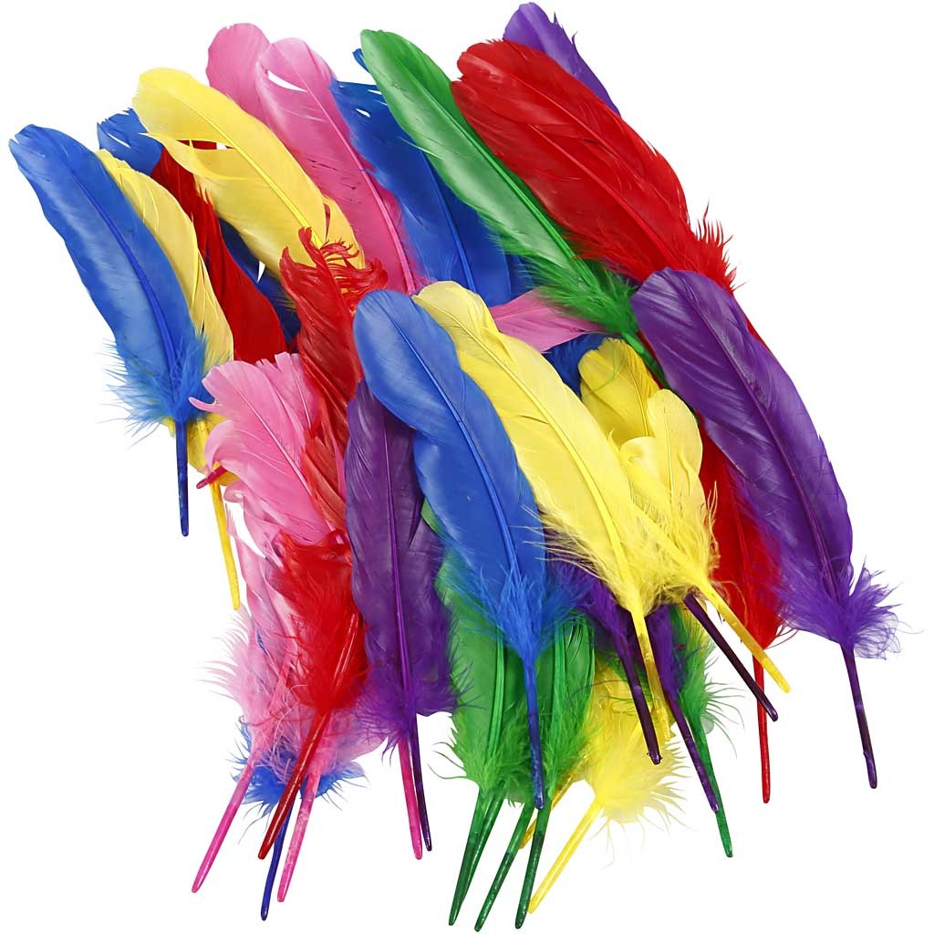 Plumes, L : 20 cm, ass. de couleurs, 36 pièces/ 1 Pq. [HOB-51818]