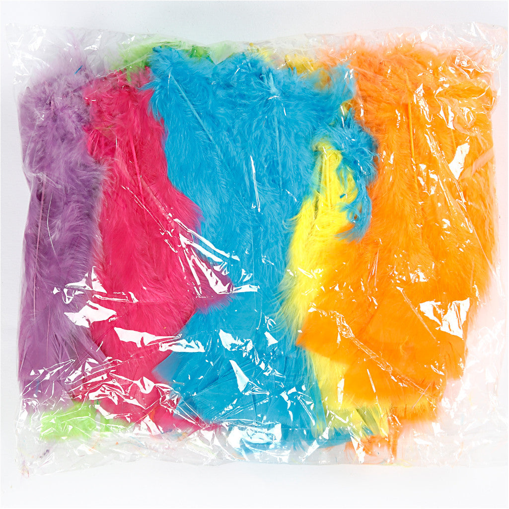 Plumes, L : 11-17 cm, ass. de couleurs, 144 boule/ 1 Pq. [HOB-51846]