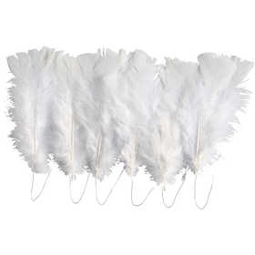 Plumes, L : 11-17 cm, blanc, 18 boule/ 1 Pq. [HOB-51847]