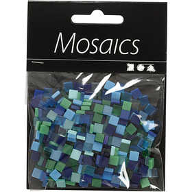 Mini-mosaïques, dim. 5x5 mm, ép. 2 mm, harmonie bleu/vert, 25 gr/ 1 Pq. [HOB-51929]