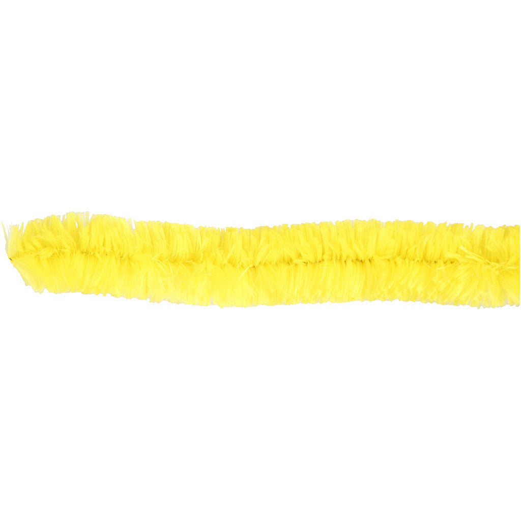 Fil chenille, L : 40 cm, ép. 30 mm, jaune, 4 pièces/ 1 Pq. [HOB-51936]