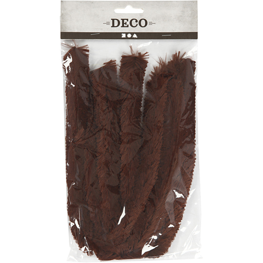 Fil chenille, L : 40 cm, ép. 30 mm, brun, 4 pièces/ 1 Pq. [HOB-51940]