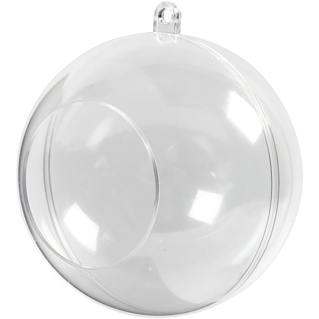 Two-Piece Open Acrylic Bauble, dia. 8 cm, hole size 4,5 cm, 5 pc