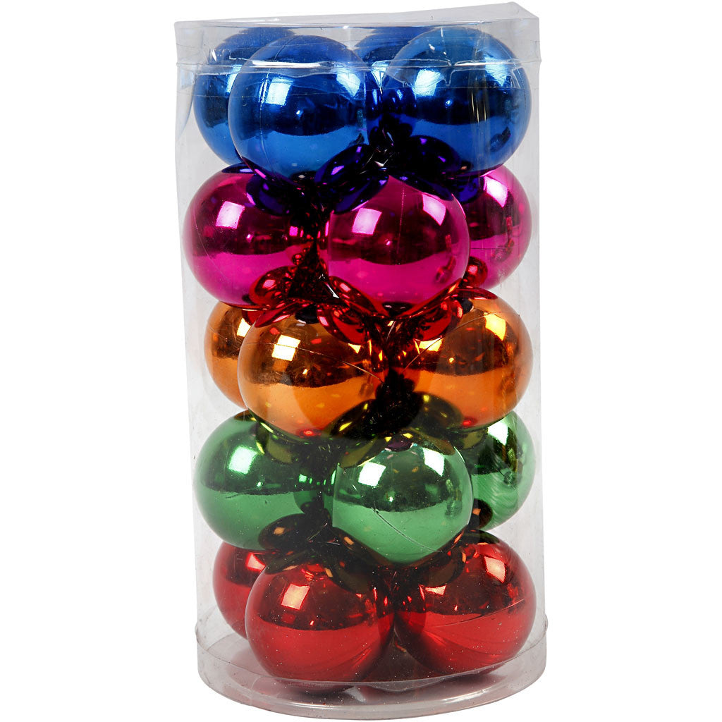 Boules de Noël, d 6 cm, Couleurs vives, 20 pièces/ 1 Pq. [HOB-52165]