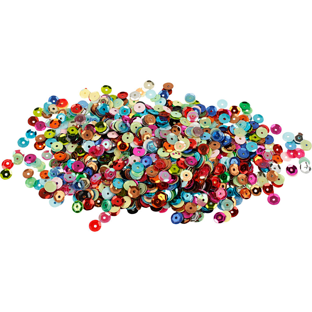 Sequins, round, size 6 mm, 100 g