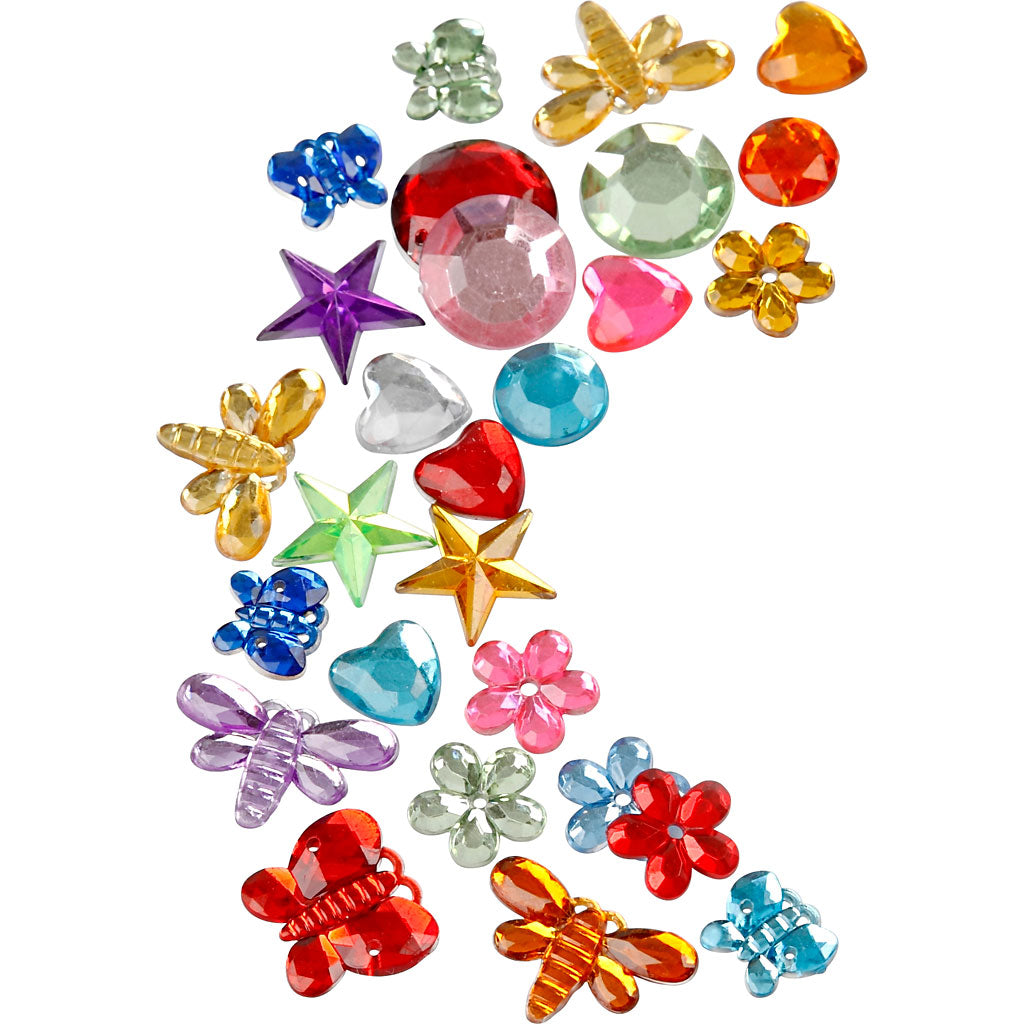 Pierres de strass, d 6-16 mm, ass. de couleurs, 32 Pq./ 1 Pq. [HOB-52239]
