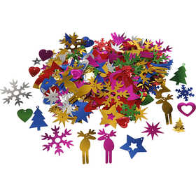 Sequins, dim. 8-50 mm, Couleurs vives, 35 gr/ 1 Pq. [HOB-522500]