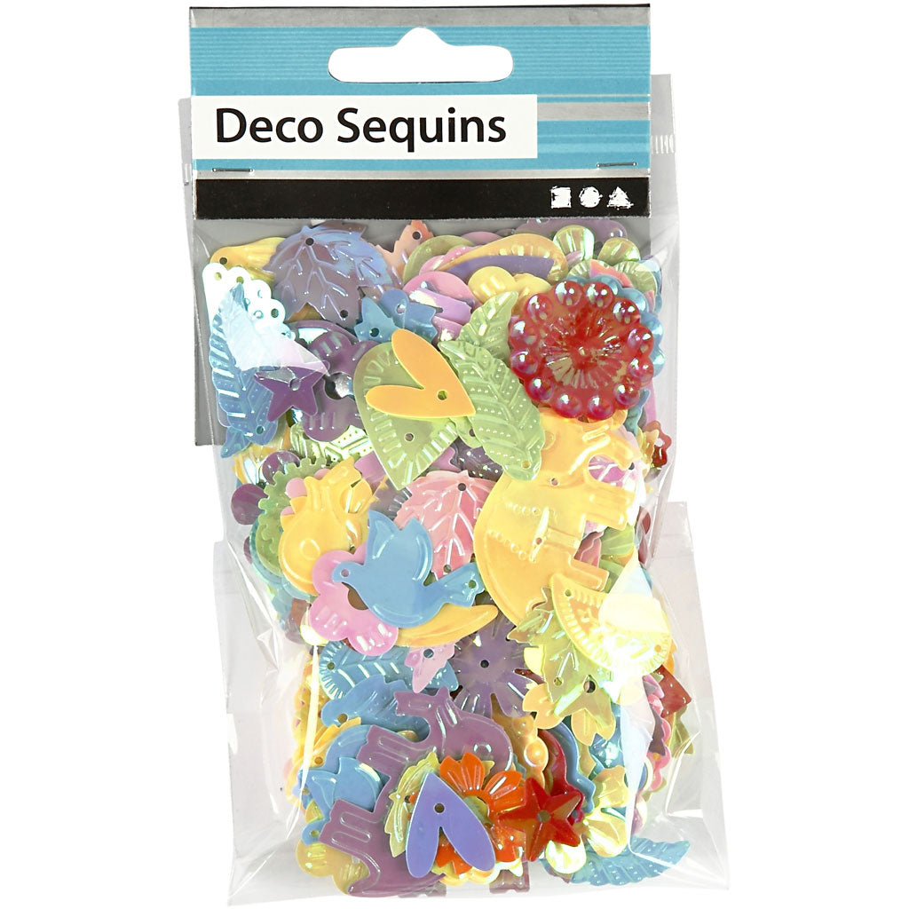 Sequins, dim. 15-45 mm, couleurs nacrées, 30 gr/ 1 Pq. [HOB-522520]