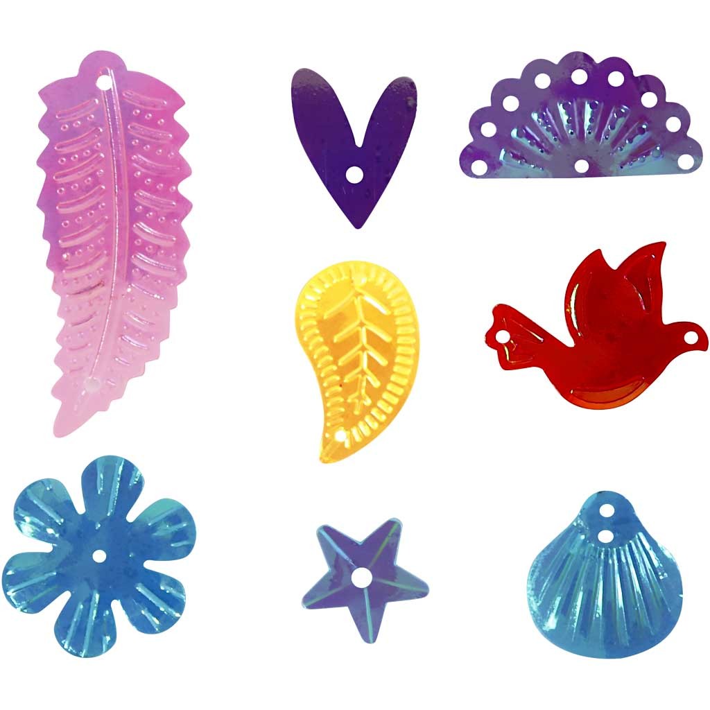 Sequins, dim. 15-45 mm, couleurs nacrées, 30 gr/ 1 Pq. [HOB-522520]